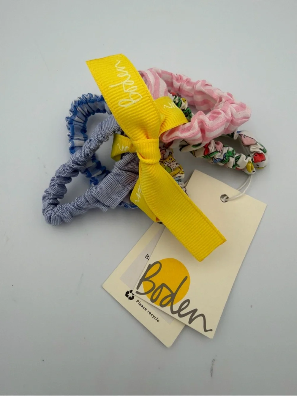 Boden Girls Yellow Bow & Pastel Scrunchie Set